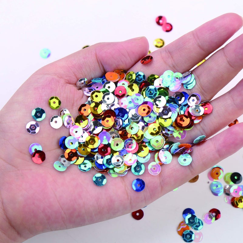 DIYASY 9800 Pcs 6MM Bulk Loose Sequins, Round Embroidery Sequins Cup Craft Sequin with Holes for DIY 22 Colors - Image 3